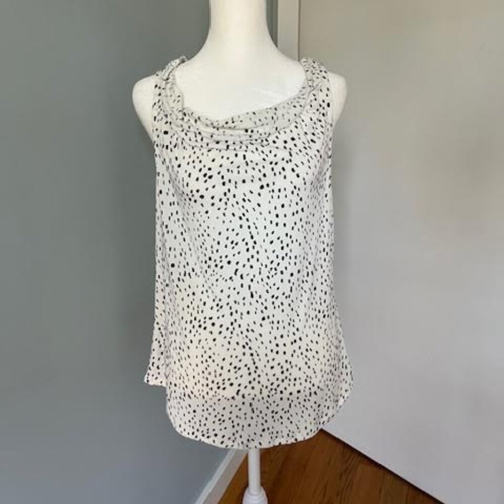 Sleeveless Cowl-Neck Black and White Top